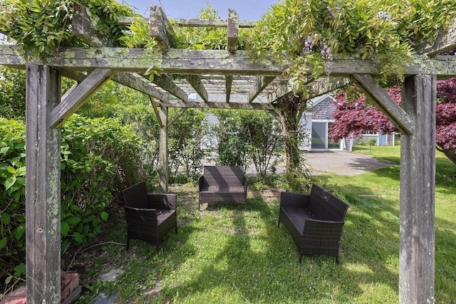 460 W Main Rd, Little Compton, RI 02837 - view of grassy yard with a pergola and a patio area