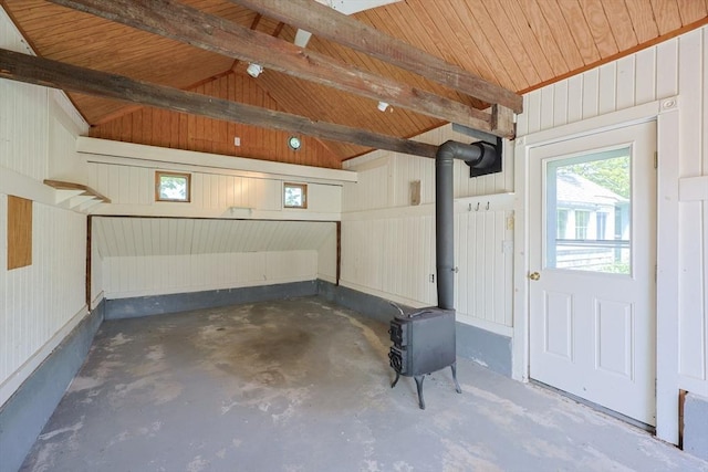 460 W Main Rd, Little Compton, RI 02837 - garage featuring a wood stove