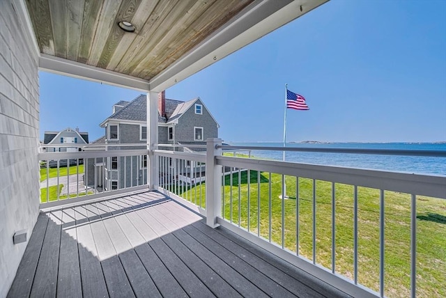 75 Point Allerton Ave, Hull, MA 02045 - wooden deck with a water view and a lawn