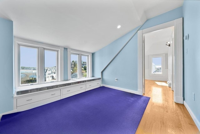 75 Point Allerton Ave, Hull, MA 02045 - additional living space featuring light wood-style flooring, vaulted ceiling, and baseboards