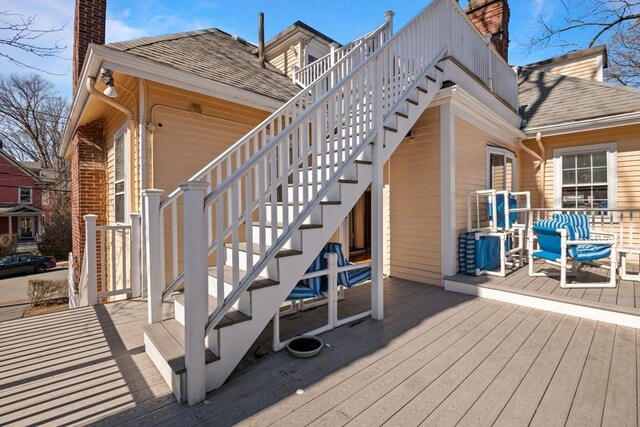 46 Central Ave, Newton, MA 02460 - wooden deck with stairway
