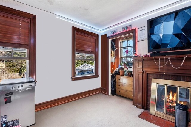 46 Central Ave, Newton, MA 02460 - interior space with a fireplace with flush hearth and baseboards