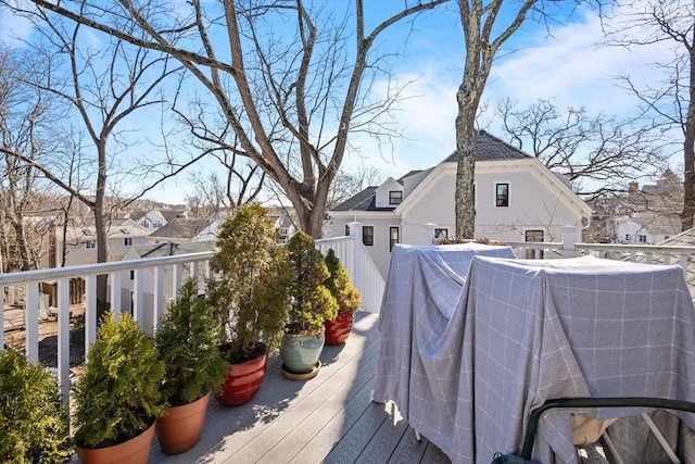 46 Central Ave, Newton, MA 02460 - wooden deck with a grill