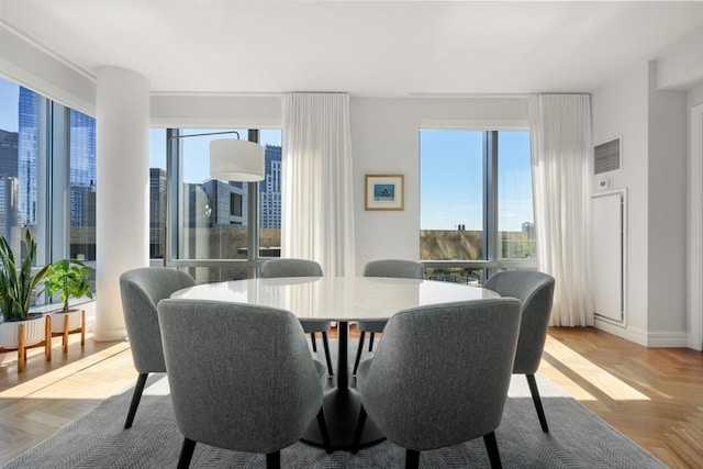 dining room with visible vents