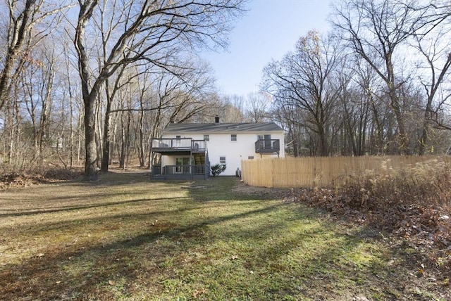 view of yard with a deck