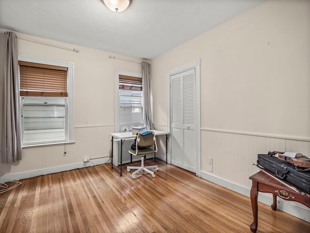 office space featuring light wood-type flooring