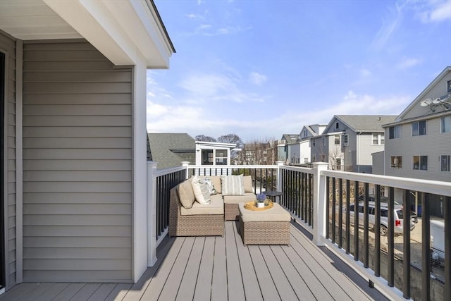 37-39 Governor Winthrop Rd, Somerville, MA 02145 - wooden deck featuring an outdoor living space and a residential view