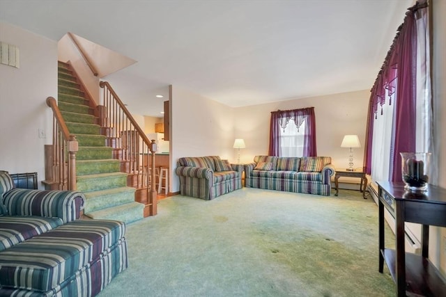 living room with carpet floors