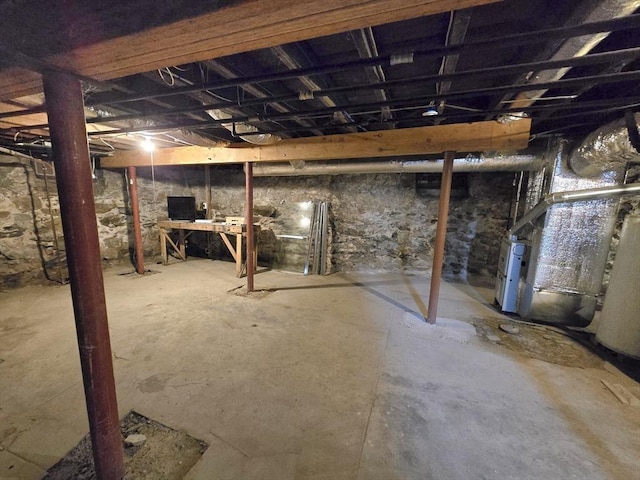 view of unfinished basement