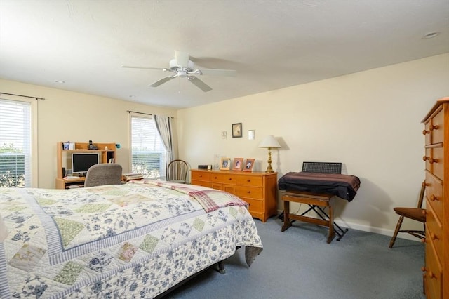 bedroom with carpet and ceiling fan