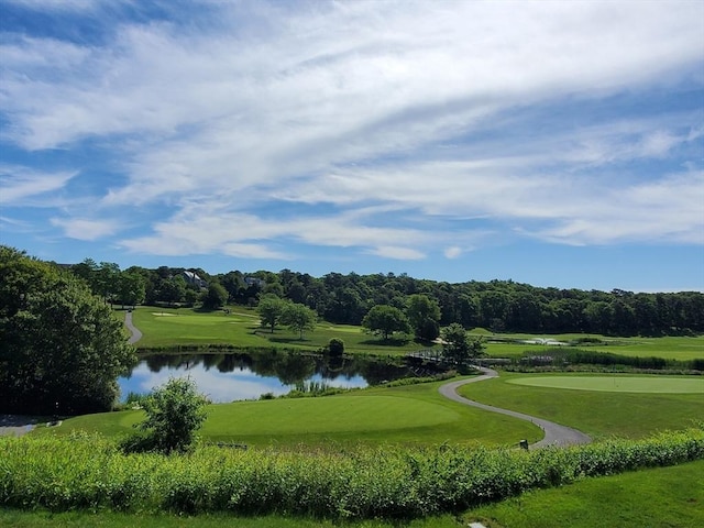 surrounding community featuring a water view