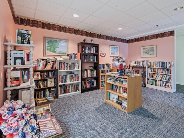 218 Reservoir St Unit 211, Holden, MA 01520 - carpeted office space with a drop ceiling, bookshelves, and recessed lighting