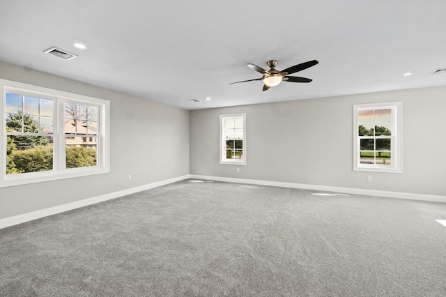 312 Old Westport, Dartmouth, MA 02747 - spare room featuring baseboards, carpet floors, ceiling fan, and recessed lighting