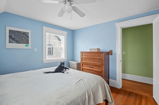 52 Locust St, Lynn, MA 01904 - bedroom with baseboards, a ceiling fan, and hardwood / wood-style flooring