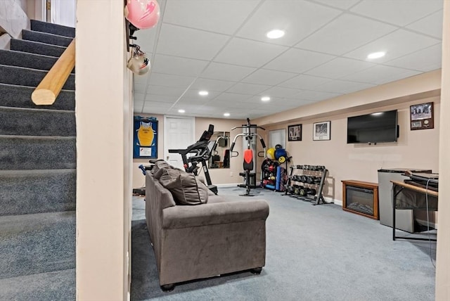 living room with carpet flooring