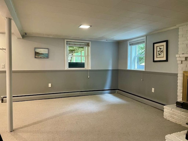 4 Hickory Ln, North Reading, MA 01864 - below grade area with carpet flooring and a fireplace