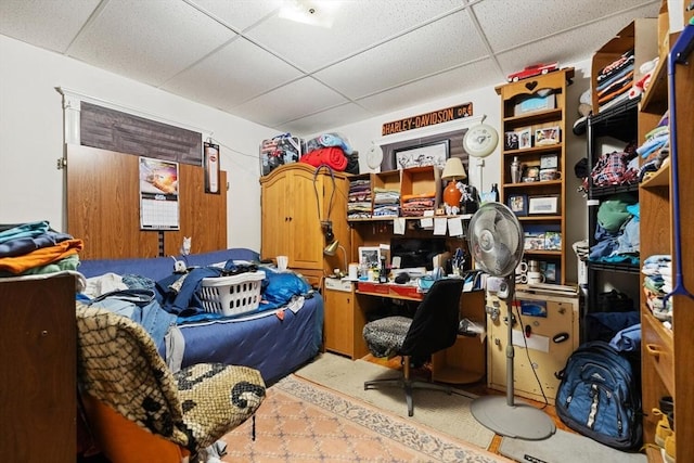 home office with a drop ceiling