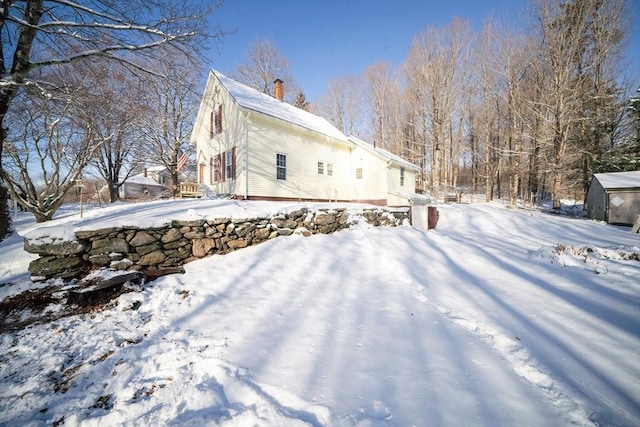 view of snow covered exterior