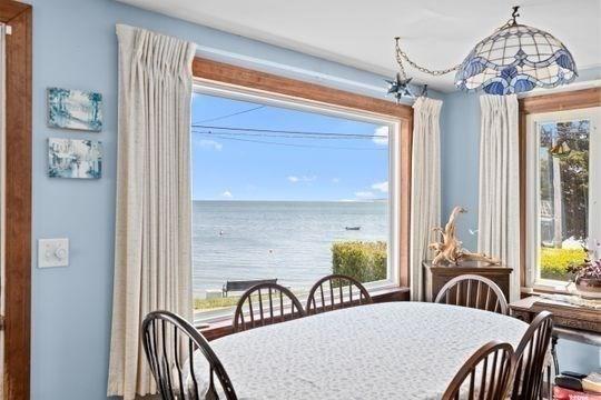 45 Rocky Nook Ave, Kingston, MA 02364 - dining area with a water view and plenty of natural light