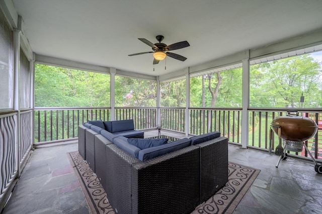 7 Argyle St, Worcester, MA 01609 - sunroom / solarium featuring an outdoor hangout area and a ceiling fan
