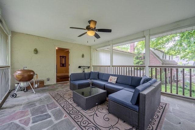 7 Argyle St, Worcester, MA 01609 - sunroom / solarium with outdoor lounge area and ceiling fan