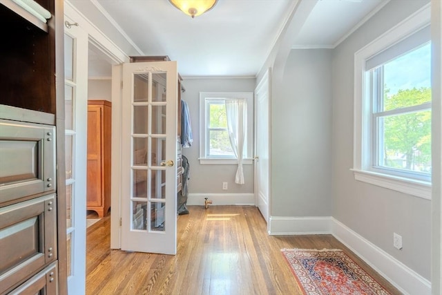 7 Argyle St, Worcester, MA 01609 - entryway with light wood-type flooring, crown molding, and baseboards