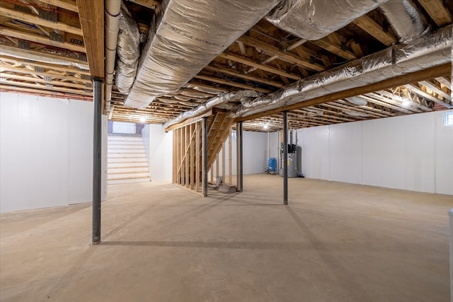 basement featuring water heater