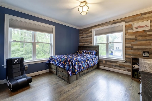 357 Ledge Rd, Seekonk, MA 02771 - bedroom featuring multiple windows, wood finished floors, wood walls, and baseboards