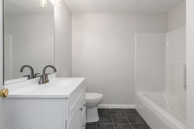 full bathroom with tile patterned flooring, vanity, shower / bathing tub combination, and toilet