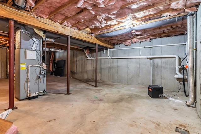 basement with heating unit