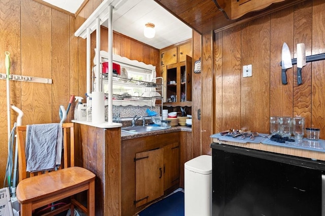 8 Peaceable St, Boston, MA 02135 - bar area with a sink and wooden walls