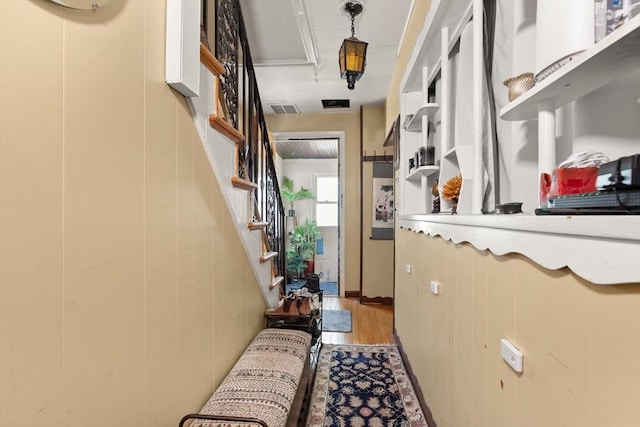 8 Peaceable St, Boston, MA 02135 - hallway with wood finished floors and stairs