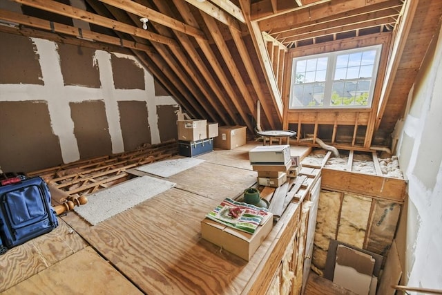 view of unfinished attic