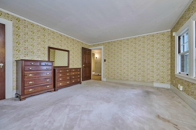 92 Dean Rd, Brookline, MA 02445 - unfurnished bedroom featuring ornamental molding and wallpapered walls