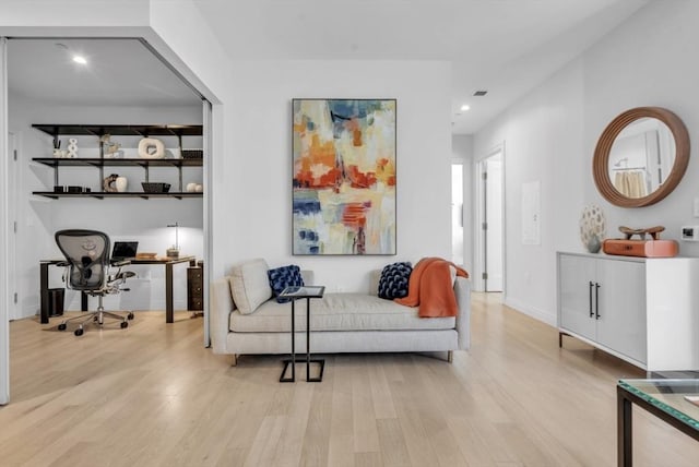 living area with light wood-type flooring