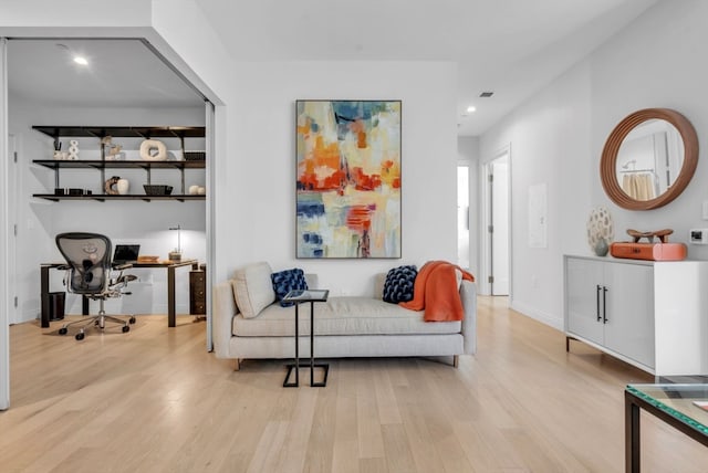 interior space with light hardwood / wood-style floors