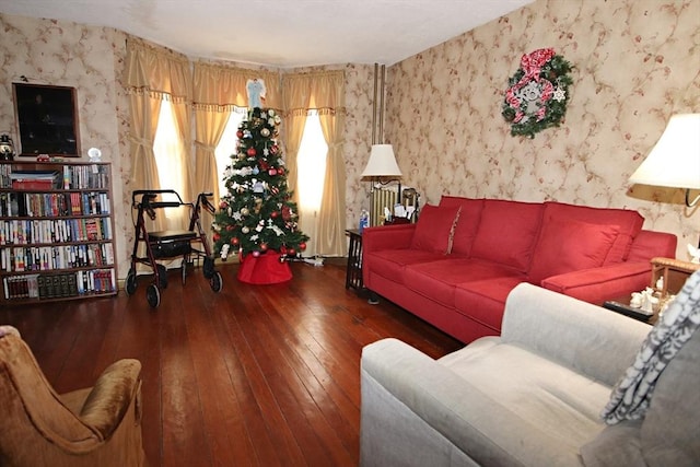 living room featuring dark hardwood / wood-style flooring