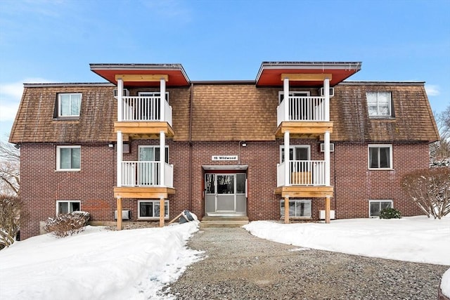 view of snow covered building