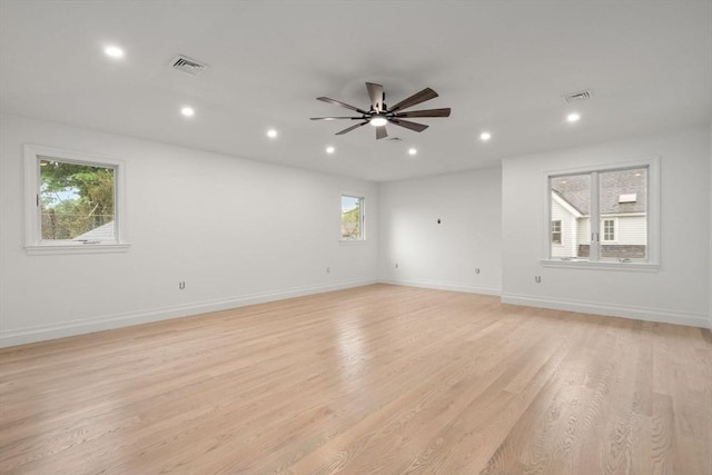 57 Mayflower Rd, Needham, MA 02492 - unfurnished room featuring recessed lighting, light wood-type flooring, ceiling fan, and baseboards