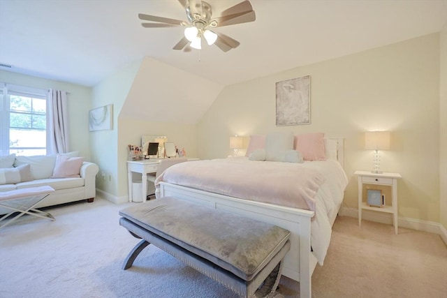 1 Washington Ct Unit 1, Uxbridge, MA 01569 - bedroom featuring light carpet, baseboards, a ceiling fan, and lofted ceiling