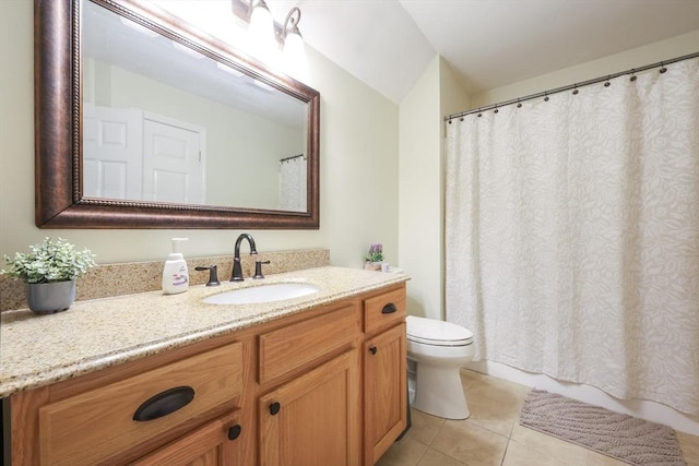 1 Washington Ct Unit 1, Uxbridge, MA 01569 - bathroom with vanity, tile patterned flooring, toilet, and a shower with shower curtain
