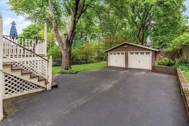 view of detached garage