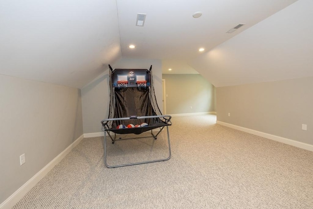 11 Liberty Ave, Burlington, MA 01803 - playroom with carpet, lofted ceiling, baseboards, and recessed lighting