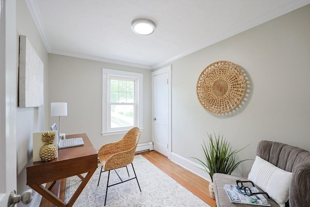21 Trefton Dr, Braintree, MA 02184 - office space featuring light wood-style flooring, crown molding, baseboard heating, and baseboards