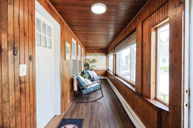 21 Trefton Dr, Braintree, MA 02184 - sunroom / solarium featuring wooden walls, wood finished floors, plenty of natural light, wood ceiling, and baseboards