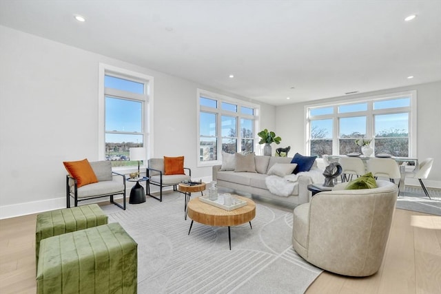 living room featuring light hardwood / wood-style floors