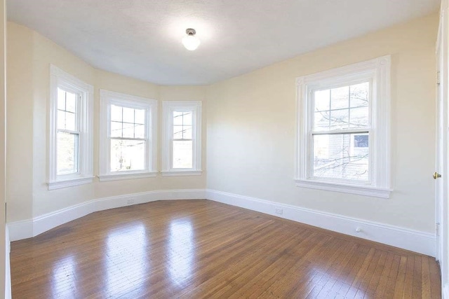 unfurnished room with wood-type flooring and plenty of natural light