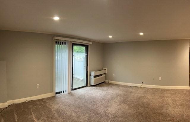 3 Village Rock Ln Unit 1, Natick, MA 01760 - carpeted empty room featuring recessed lighting, baseboards, and heating unit