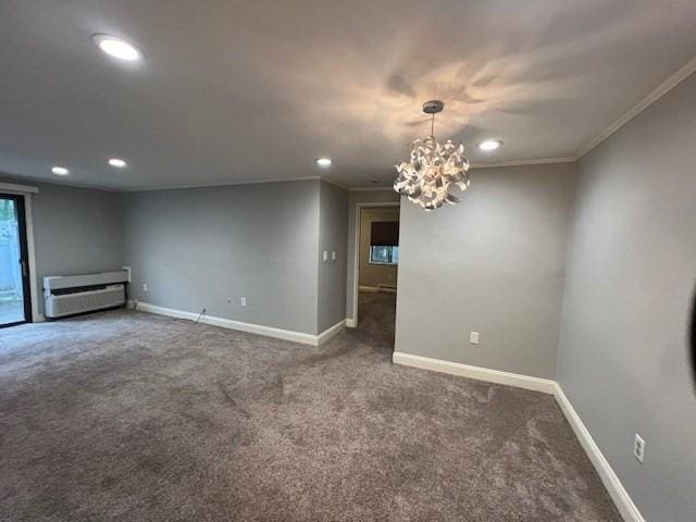 3 Village Rock Ln Unit 1, Natick, MA 01760 - empty room with recessed lighting, carpet floors, baseboards, a chandelier, and ornamental molding