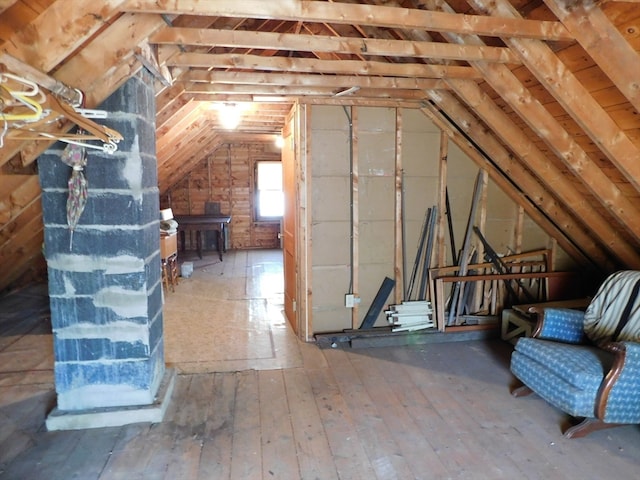 view of unfinished attic